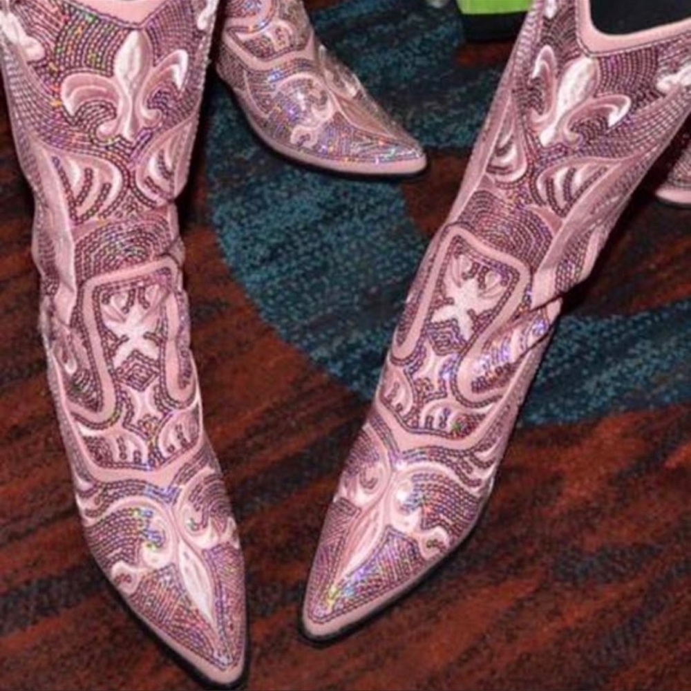 HELENS HEART PINK SEQUIN BLING COWBOY BOOT